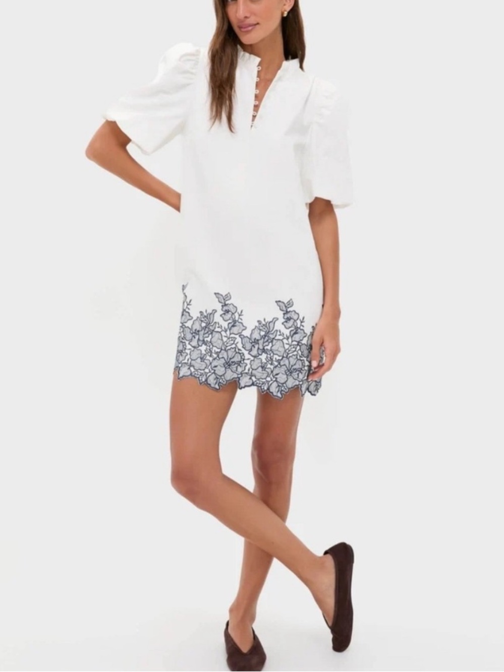 Hyacinth House White Eyelet Embroidered Cotton Dress Size Large